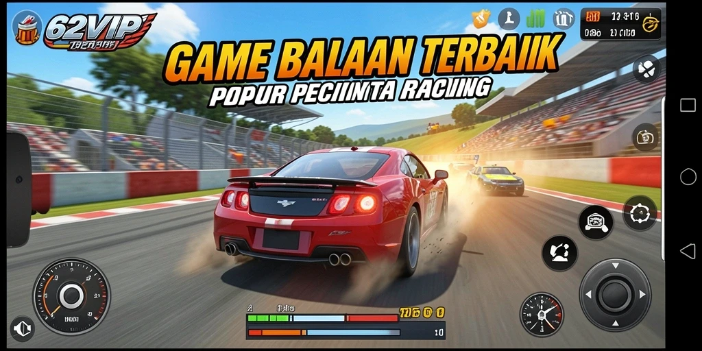 Tampilan permainan 62VIP yang menyajikan aksi balapan seru.
