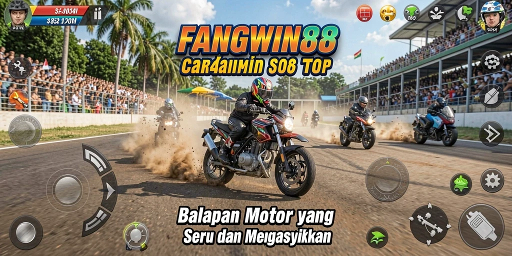 Tampilan gameplay <strong>FANGWIN88</strong> saat balapan motor yang seru dan intens.