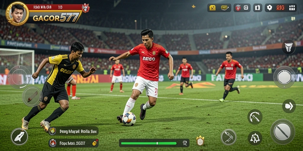 Tampilan gameplay GACOR577 yang menegangkan di lapangan hijau.