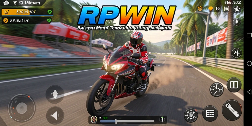 Tampilan menarik dari gameplay RPWIN dengan balapan motor yang mendebarkan.