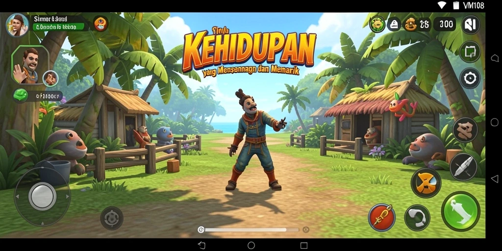 Tampilan gameplay VM108 yang penuh warna dan interaktif.