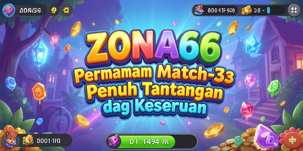 Tampilan gameplay ZONA66 dengan keseruan Match-3 yang mendebarkan.